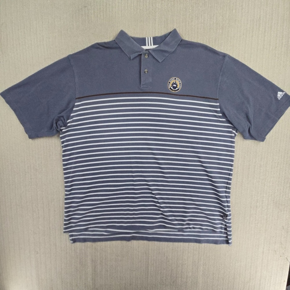 Vintage Adidas Polo Shirt Men XL Gray Stripe Walt Disney World Golf Short Sleeve